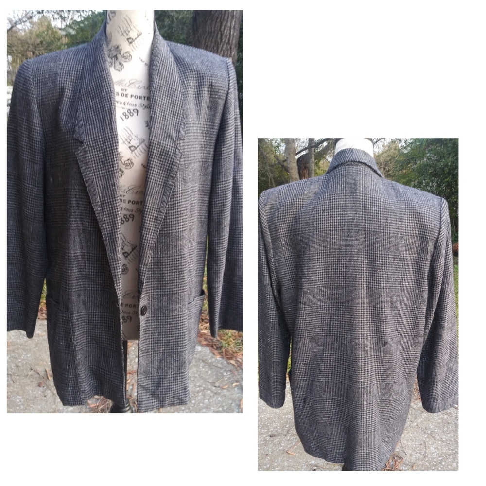 VINTAGE CASABLANCA HOUNDSTOOTH PLAID BLAZER | 6
